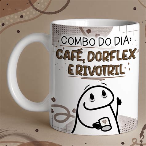 Caneca Porcelana Personalizada de Café Divertida Flork Combo Do Dia