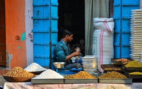 Selling Nuts And Dried Fruits At A Bazaar In India Editorial Photo