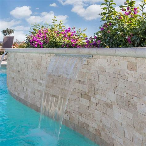 Ivory Travertine X Stacked Stone Ledger Panel Pool Plaster Stone