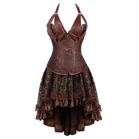 Steampunk Bustier Espartilho Vestido Plus Size Preto Marrom Z Per Preto