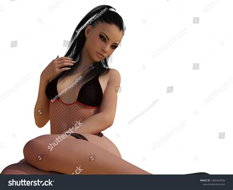 3d Rendering Beautiful Lingerie Model Girl Stock Illustration 1282442536 Shutterstock