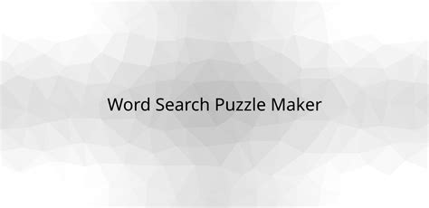 Word Search Puzzle Maker