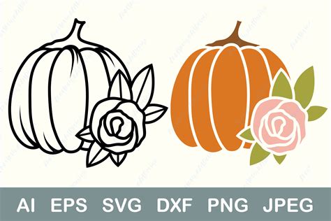 Floral Pumpkin Svg Fall Pumpkin With Flowers Clipart By Ananas