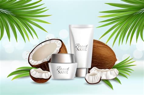 Premium Vector Natural Coconut Cosmetics Vector Advertising Poster