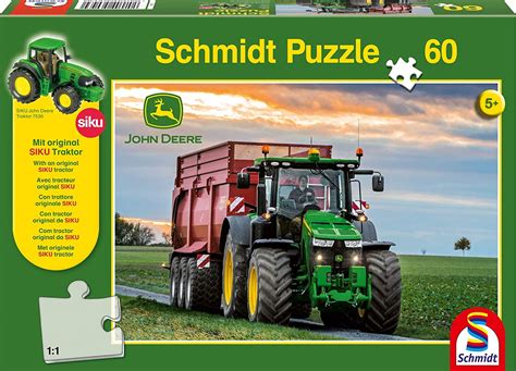 John Deere Schmidt 8370r Tractor Jigsaw Puzzle With Siku Model Tractor