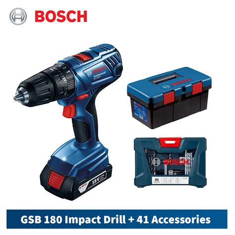 Bosch Gsb V Cordless Impact Drill With Pc Accessories Set With