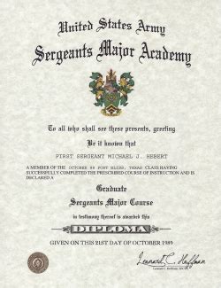 Army Sergeants Major Academy Certificate