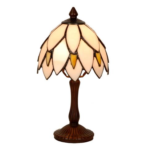 5LL 963 Lampe de table Tiffany Ø 18x34 cm Beige Marron Verre Lampe de