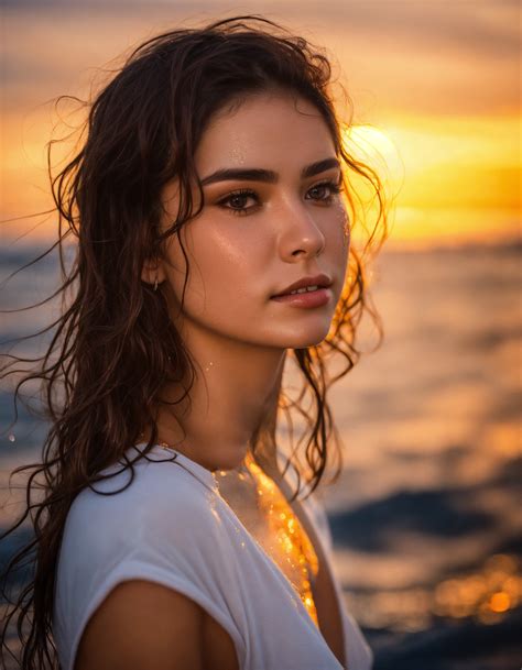 Lexica An Ultra Detailed Photo Of A Wet Years Old Brunette Girl With Wet Mid Short Loose