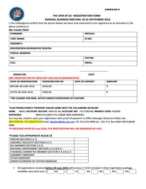 Fillable Online Afm Ags The Afm Of Sa Registration Form General