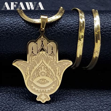 Collier Hamsa Main De Fatima Pour Hommes Et Femmes Il Turc Acier