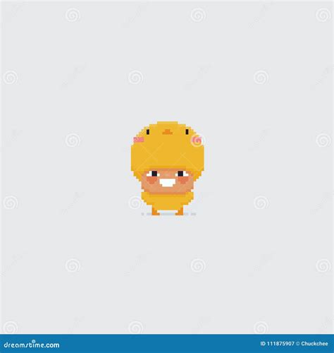 Pixel Art Chick Vektor Abbildung Illustration Von Ikone 111875907