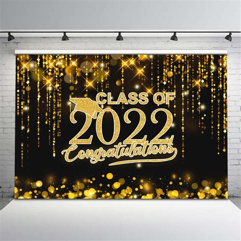 Buy Avezano Class Of 2022 Graduation Backdrop Gold And Black Congrats