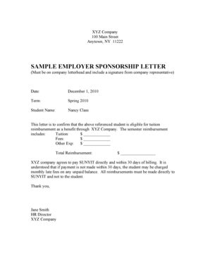 Employer Sponsorship Letter Sample Fill And Sign Printable Template