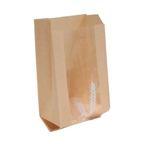 Custom Food Grade Bakery Bread Packaging Kraft Paper Bag With Clear