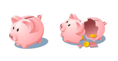 Premium Vector Piggy Bank Illustration In Whole And Broken Condition