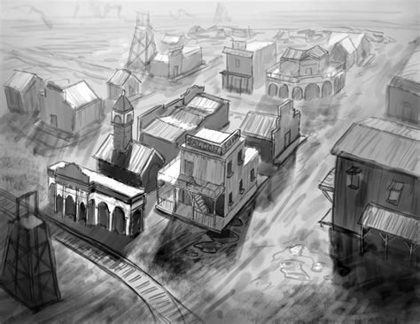 Western Town Drawing at PaintingValley.com | Explore collection of ...