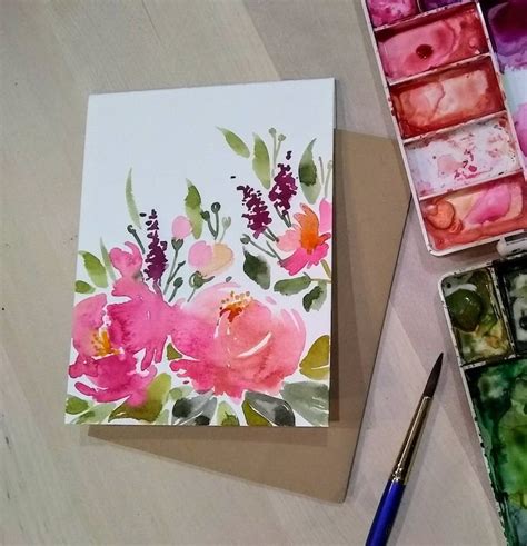 Set Of Original Hand Painted Watercolor Floral Blank Etsy