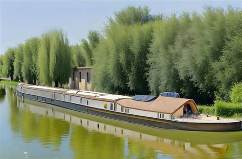 Premium Ai Image Barge On Canal Du Midi Near Toulouse South Of France Generated By Ai