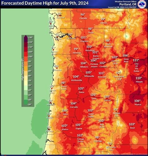 New Oregon Weather Map Shows Where High Temps Tuesday Might Hit 110