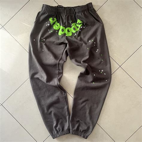 Sp5der Slate Grey Sweatpants Sp5der Streetwear Depop