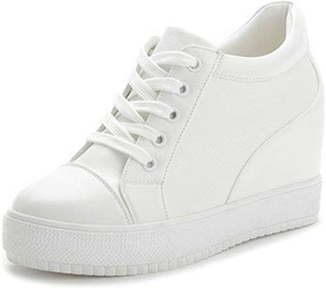 Women Hidden Heel Trainers Shoes Wedge Casual Sports High Heels Lace Up