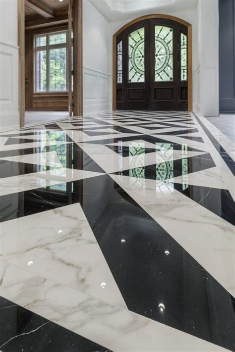 Custom Floor Calacatta Nero Marquina Pencil Vein Sintered Stone