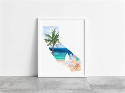 California Print California Art Print California Watercolor - Etsy