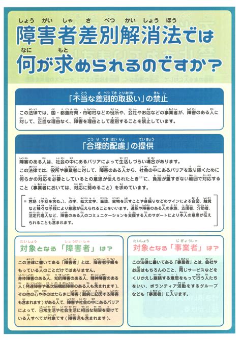 障害者差別解消法 施行から1年が経過しました 埼玉県入間市障害者基幹相談支援センター