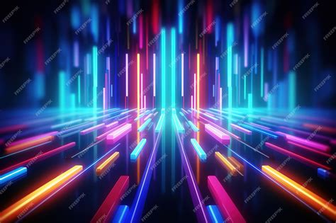 Premium Ai Image 3d Render Abstract Neon Background Colorful Glowing Lines