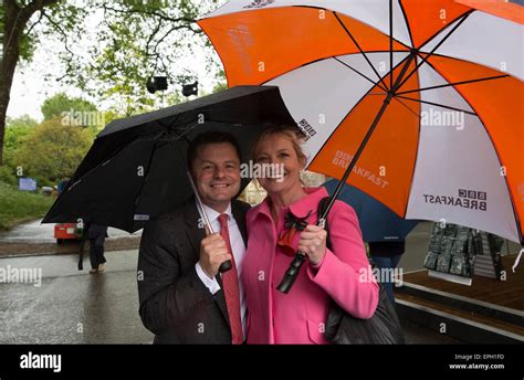 Chris Hollins and Carol Kirkwood, BBC weather presenter, attend RHS Chelsea flower show 2015 ...