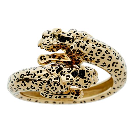 Cartier Panthere Yellow Gold Enamel Bangle Bracelet – Opulent Jewelers