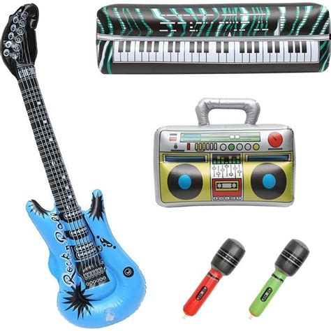 Lot de 5 accessoires de fête gonflables pour guitare piano