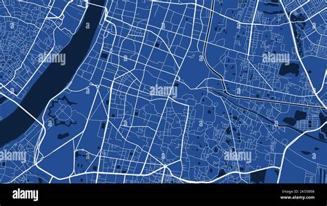 Detailed map poster of Kolkata city administrative area. Blue skyline ...