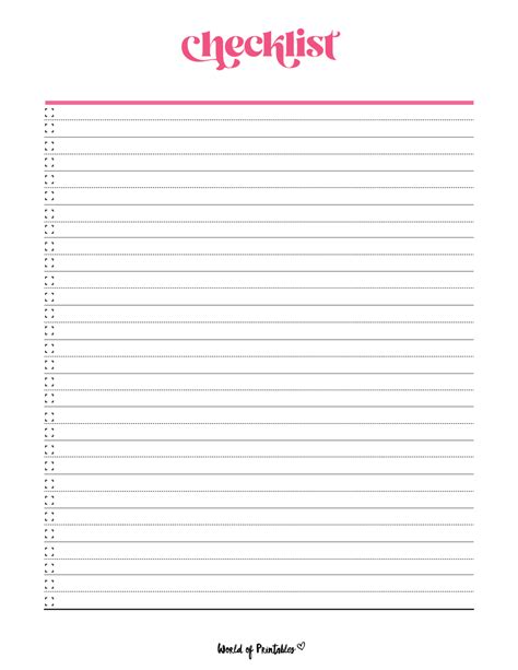 Checklist Template - 25 Best Styles | World of Printables