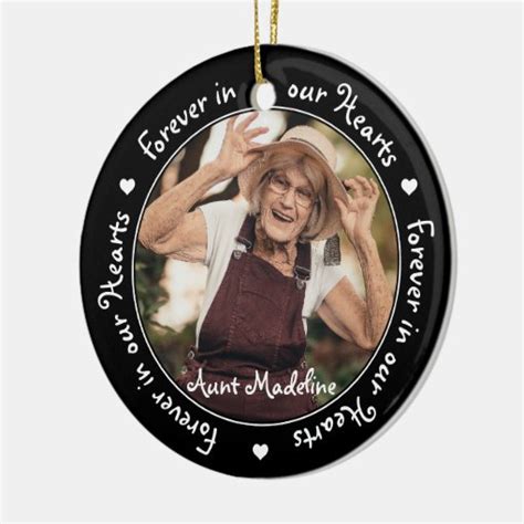 Forever In Our Hearts Black Photo Memorials Ceramic Ornament Zazzle