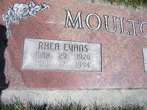 Rhea Mae Evans Moulton 1926 1994 Memorial Find A Grave