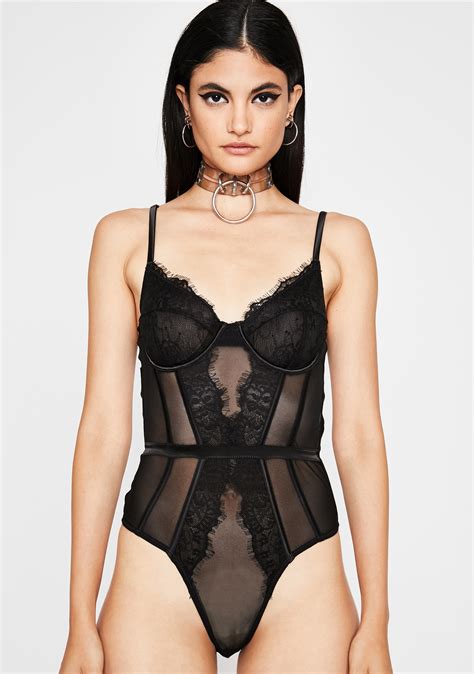 Lace Cami Sheer Bodysuit Black Dolls Kill