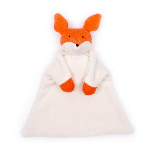 Doudou Plat Nanchen Natur Renard Coton Bio Eponge Orange Ecru Ekobutiks