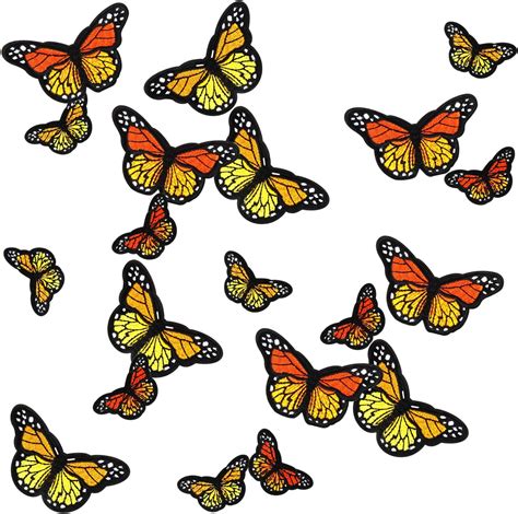 20pcs Monarch Butterfly Iron On Patches 2 Size Embroidered