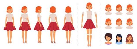 Premium Vector Woman Character Creation Set Girl Wearing Top And