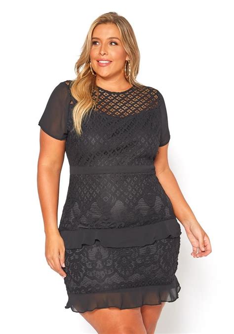 Asoph Plus Size Laced Ruffle Mini Black Dress Mini Black Dress Clothes Plus Size