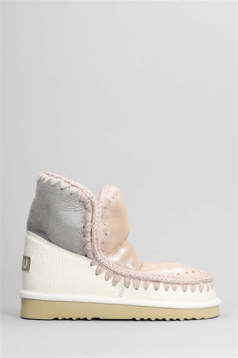 Mou Eskimo 18 Low Heels Ankle Boots In Natural Lyst