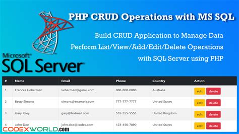 Php Crud Operations With Ms Sql Server Codexworld