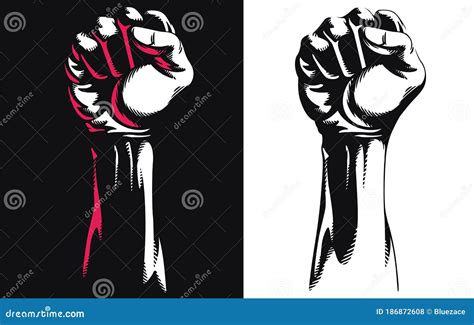 Silhouette Raised Fist Hand Clenched Protest Punch Vector Icon Logo