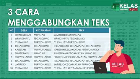 3 Cara Menggabungkan Teks Di Excel Youtube