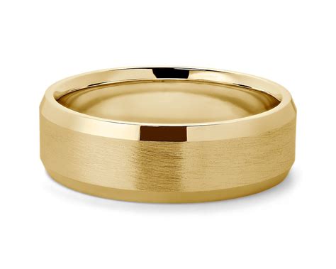 Beveled Edge Matte Wedding Ring In K Yellow Gold Mm