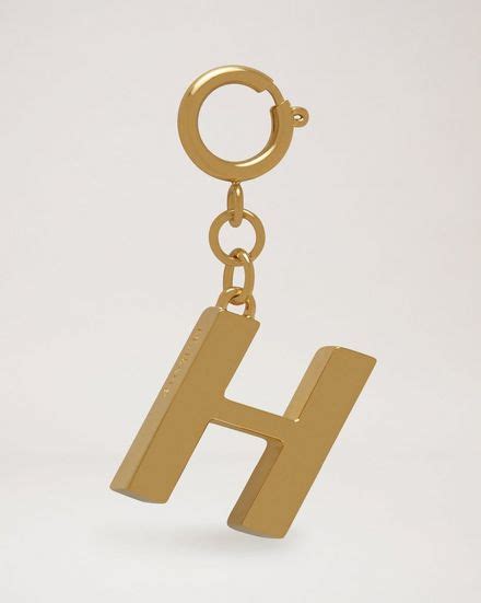 Alphabet Brass Keyring H Gold Zinc Women Mulberry