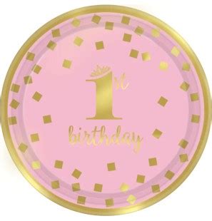 Piatti A Tema Primo Compleanno Bambina Carta Compostabili Cm