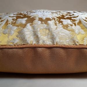 Gold Silk Jacquard Rubelli Fabric Throw Lumbar Pillow Cushion Etsy